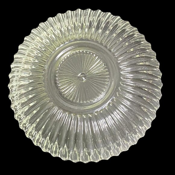 American Indiana Glass Clear Crystal Sauce Dressing Set with Stainless Server - Picture 2 of 5